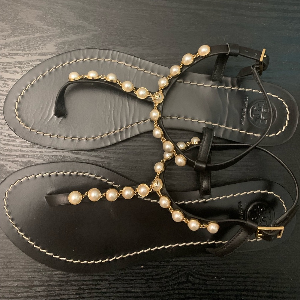 Tory Burch Emmy Pearl Leather Sandals - Picture 3 of 7